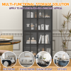 Premium Black Metal Storage Cabinet with Tempered Glass Doors, Adjustable Shelves, Anti-Tipping Device, Magnetic Silent Closure