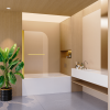 31 in. W * 55 in. H Frameless Shower Doors for Bathtub, 1/4" (6mm) Thick SGCC Tempered Glass Door, Pivot Shower Door Panel for Bathroom, Brushed Gold