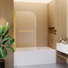 31 in. W * 55 in. H Frameless Shower Doors for Bathtub, 1/4" (6mm) Thick SGCC Tempered Glass Door, Pivot Shower Door Panel for Bathroom, Brushed Gold