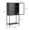 59"H Heavy Duty Metal Storage Cabinet,Sideboards & Buffet,Display Storage Cabinet with Glass Doors and 2 Adjustable Shelves