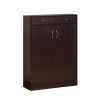 Shoe Storage Cabinet, Home Shoe Organizer with Five Shelves and Two Drawers in Red Cocoa