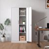 71"H Metal Garage Storage Cabinet, White Tool Steel Locking Cabinet with Doors and 3 Adjustable Shelves