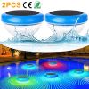 2Pcs Solar Powered Floating LED Light IP65 Waterproof Rechargeable Pool Lamps Gradient Multicolor Changing Outdoor Decortive Lights for Party Pool Pon